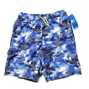 NWT Dream Wave Swim Trunks Boys 8 Blue Camouflage Swimtrunks Shorts UPF +50